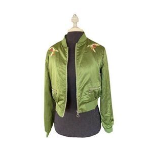 Forever 21 Green Japanese Bomber Jacket (Size Medium)